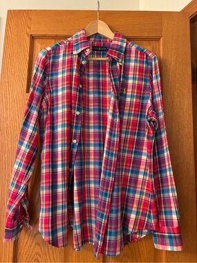 Ralph Lauren Pink, Blue & White Plaid Button-Down Shirt